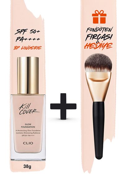 CLIO Clio Kill Cover Glow Foundation - Intense Shimmer and Concealer Foundation Brush Set Spf50+Pa++++ 2Bp/Lingerie