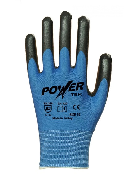 Power Tek Siyah Nitril Kaplı Polyester Iş Eldiveni