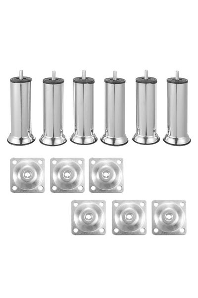 Badem10 Furniture Sofa Bed Base Sofa Bed Sofa Bed M8 Apparatus Set of 6 Chrome 15 Cm Metal Raising Leg Legs