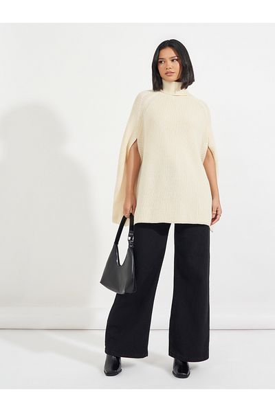Styli Oversized Longline Cape Sleeves Sweater
