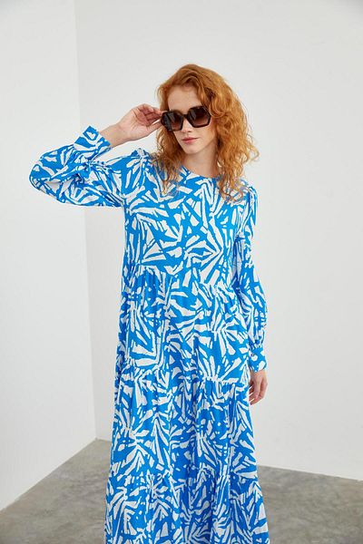 Zühre Rochie lungă cu model albastru - E-0413