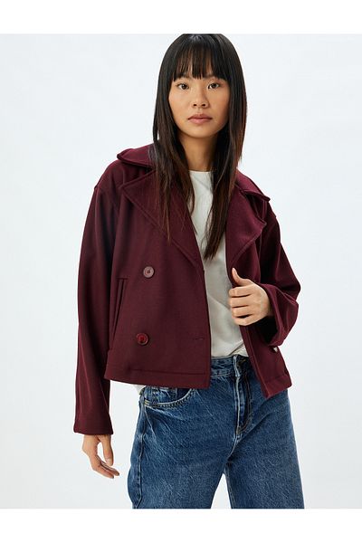 Koton Oversize Jacket Double Breasted Collar Pocket Buttoned Lined
