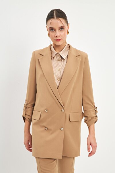 Zühre Jachetă Bej - Mâneci Detaliate, Model C-0002