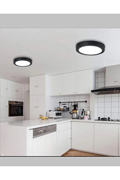 Voxify Siyah Kasa Yuvarlak Beyaz Işık Tavana Sıfır Led Armatür Aplik Avize La...