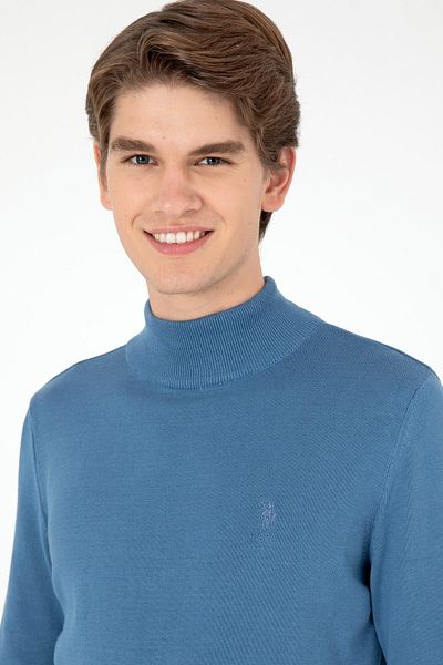 U.S. Polo Assn. Men's Slim Fit Half Throat Dark Blue Basic Sweater 50288887 -Vr032