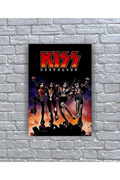 icase Κάλυμμα άλμπουμ αφίσας του μουσικού συγκροτήματος Kiss, Ξύλινος πίνακας...