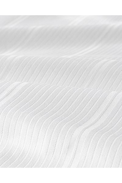English Home White Lystra Striped Cotton Satin Double Duvet Cover Set