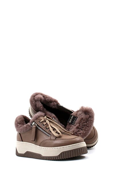 Ayakkabıhane Γυναικεία casual παπούτσια με γούνα εσωτερικά και γνήσιο δέρμα β...