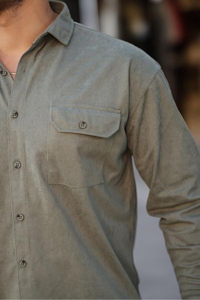 Valiberta Double Pocket Men's Thin Corduroy Shirt - Light Khaki