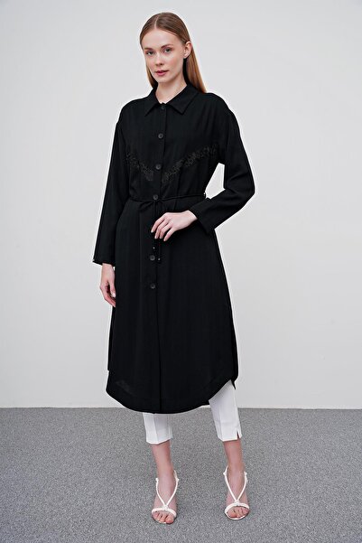 Zühre Black Shirt Collar ButtoneD ClothinG - Gç-0181