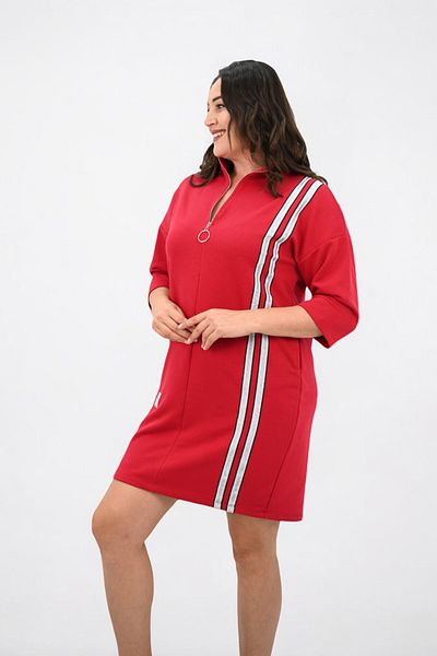 Koza Butik Women's Large Size Half Zipper Stripe Detailed Sports Dress 5277-25