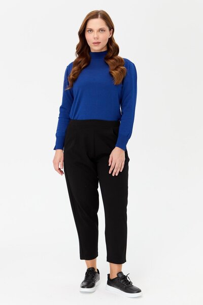 accort Büyük Beden Havuç Kesim Pantolon-SİYAH