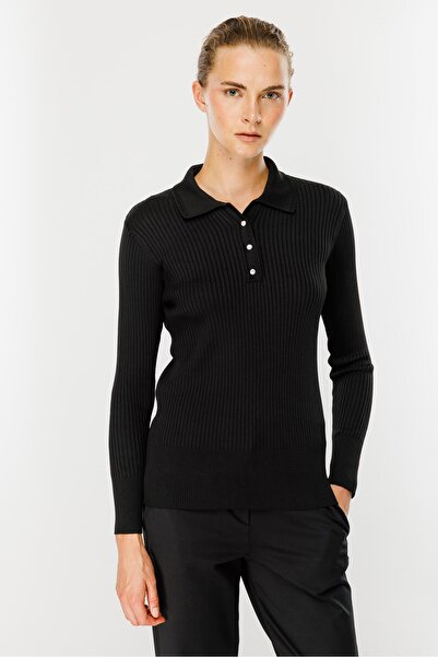 accort Polo Yaka Triko Kazak-SİYAH