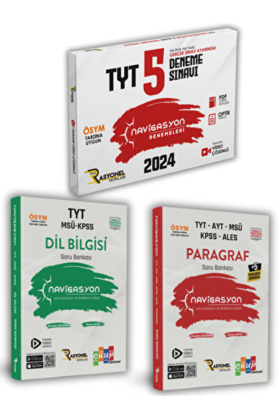 Rasyonel Yayınları TYT 5'li Genel Deneme Seti- Dil Bilgisi Soru Bankası ve Pa...