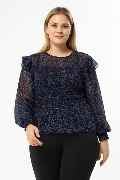 MYLİNE Lined Chiffon Gipe Detailed Blouse