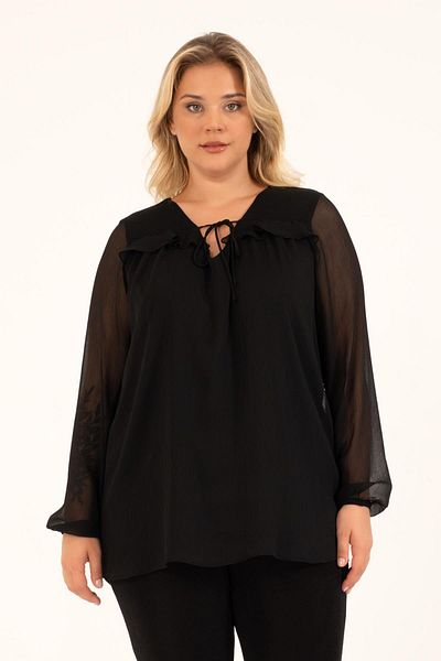 MYLİNE Front Tie Ruffle Detailed Blouse