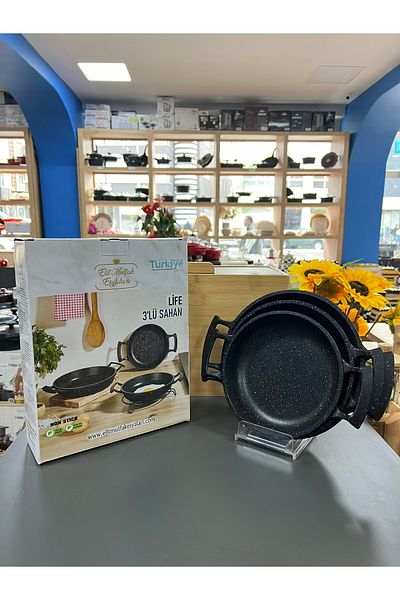 ELİT MUTFAK EŞYALARI 3-Piece Cast Iron Sahan Pan
