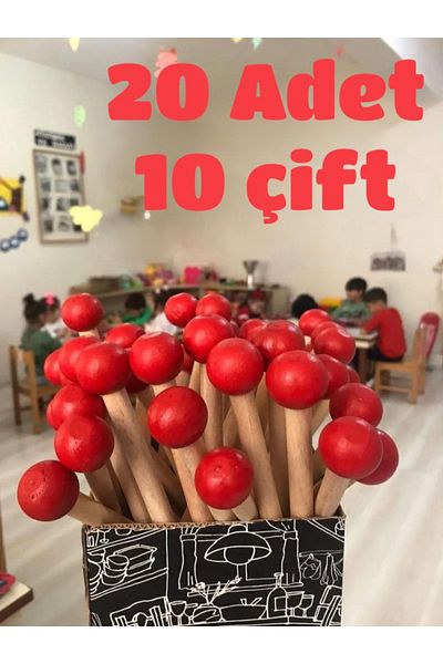 Flea Market Wooden Drumsticks, Wooden Rhythm Sticks (10 Pairs, 20 Pieces)