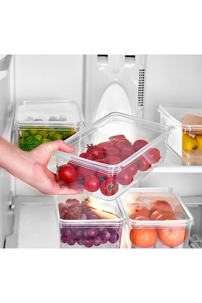 PONÇİK STORE Set of 10 5 Pieces Square 2.5Lt 5Pcs 2Lt Self Covered Storage Container Suitable for Deep Freezer