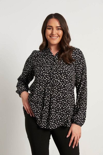 MYLİNE V-Neck Gathered Blouse