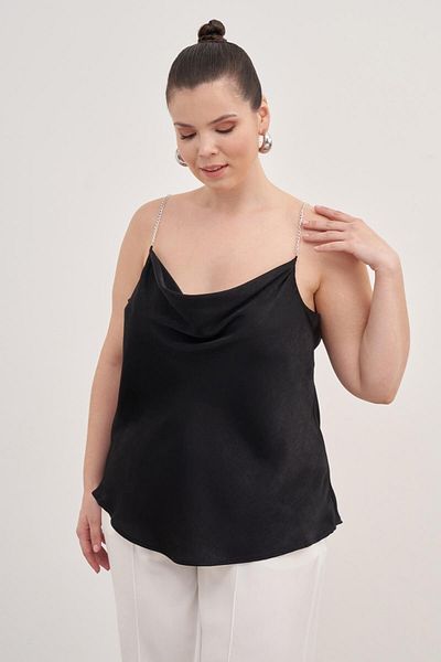 MYLİNE Satin Chain Degaje Collar Blouse