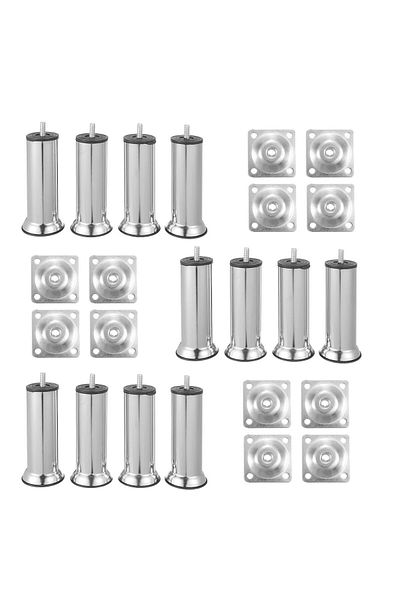 Badem10 Furniture Sofa Base with M8 Apparatus Set of 12 Armchair Sofa Bed 15 cm Chrome Metal Heightening Leg Feet