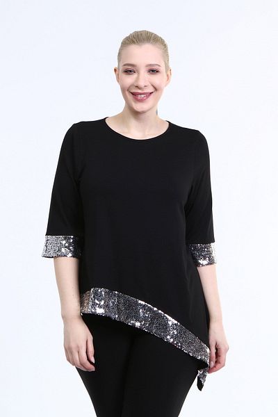 MYLİNE Asymmetrical Sequined Combed Cotton Blouse