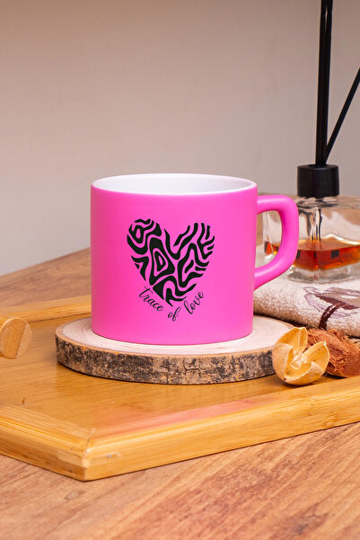 Seraclass Pembe Renkli Trace Of Love Tasarımlı Çay & Nescafe Fincanı