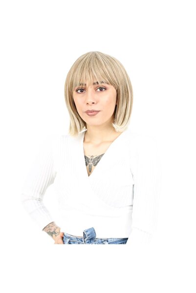 ALVERA COLLECTION شعر مستعار من الألياف مع غرة متسعة / كراميل / بلاتيني مع لم...