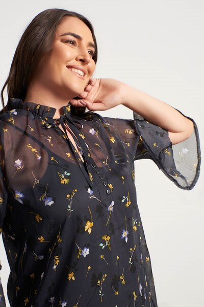 MYLİNE Μπλούζα από σιφόν με κορδόνια μπροστά