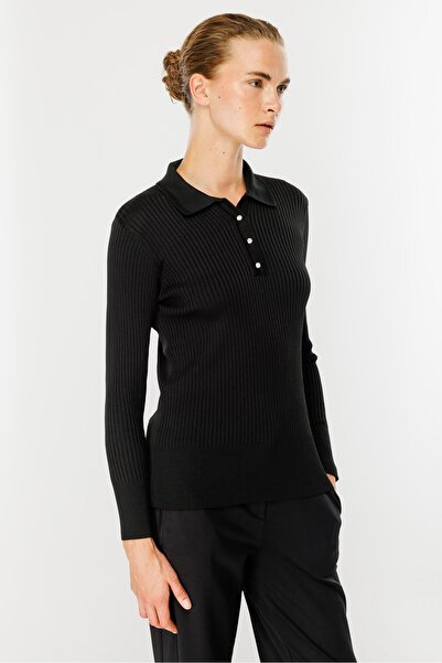 accort Polo Yaka Triko Kazak-SİYAH