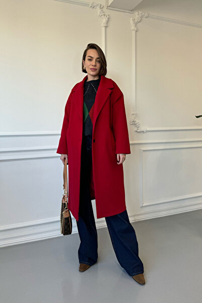 MAGARDE Red Long Stamp Coat