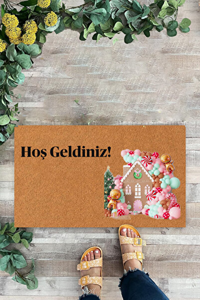 KARMAT سجادة باب أمامية مكتوب عليها ترحيب، منزل، بالون، رأس السنة الجديدة