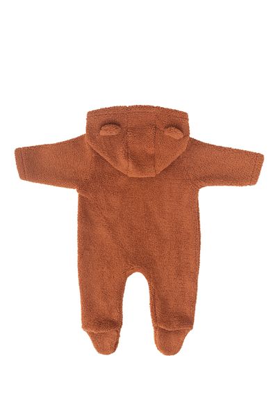 Miela Kids Bear Ear Hooded Plush Jumpsuit