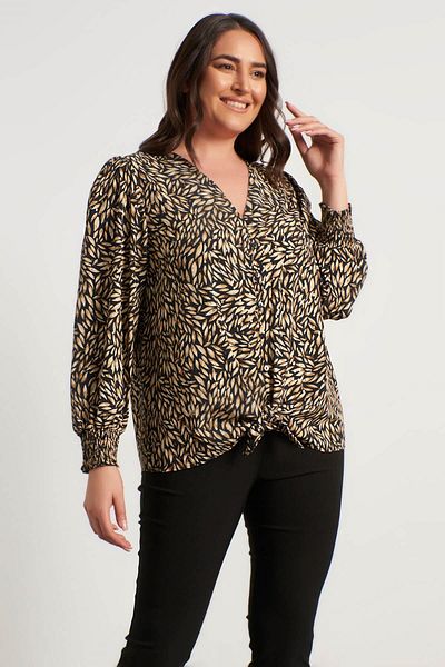 MYLİNE Blouse with Foil Print Binding Detail