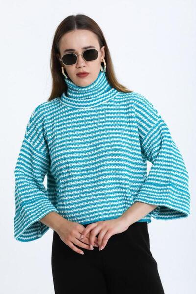 Rodi Kadın Degaje Yaka Çizgili Triko Bluz 014