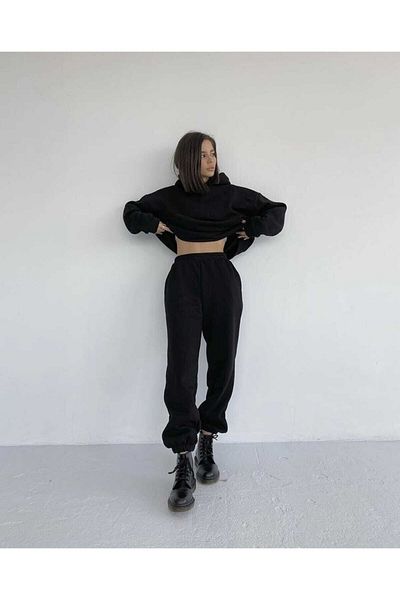 Machetta Women's Hooded Black Double Tracksuit Set
