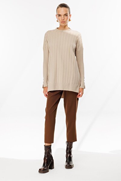 accort Bisiklet Yaka Triko Tunik-TAŞ