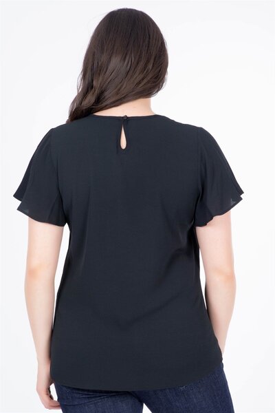 MYLİNE Volanlı Kısa Kol Bluz