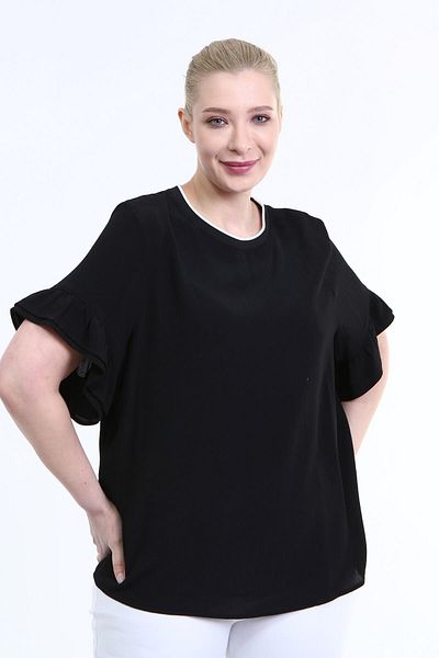 MYLİNE Μπλούζα με λεπτομέρεια με ραβδώσεις στο γιακά