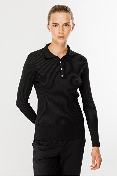 accort Polo Yaka Triko Kazak-SİYAH