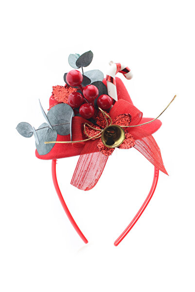 Lora Wedding Christmas Themed Cute Red Color Party Hat with Natural Eucalyptu...