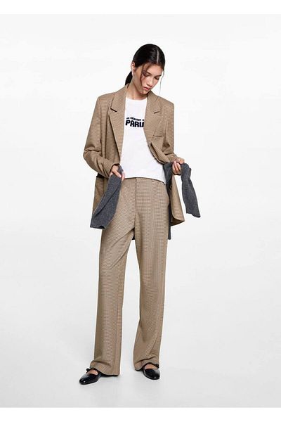 Mango Teen Houndstooth Patterned Suit Pants