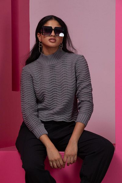 Rodi Women's Wave Pattern Knitwear Blouse 11010