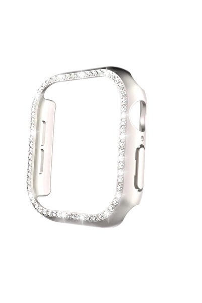 AktarMobile Apple Watch 10 42 mm uyumlu Kasa Koruyucu Taşlı Tasarım Metalik R...