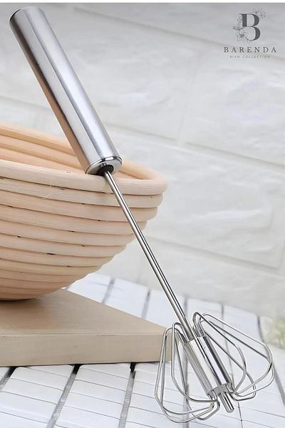 BARENDA Lux Stainless Steel Semi-Automatic Egg Whisk - Practical Hand Whisk Dowry Box
