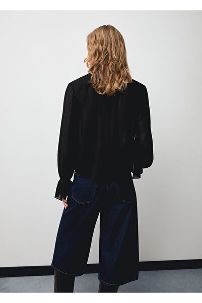 MANGO Woman Yüksek Yaka Volanlı Bluz