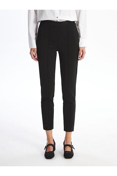 LC Waikiki LCWAIKIKI Pantaloni negri clasici cu talie elastică pentru femei cu talie înaltă