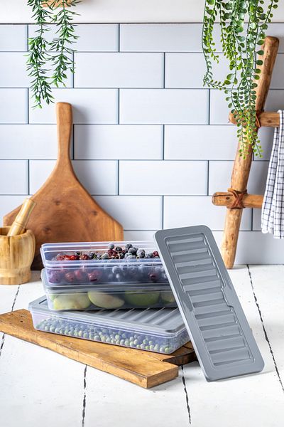 NY HOME Set of 3 - Freshbox Gray Storage Container Suitable for Microwave and Diffraction