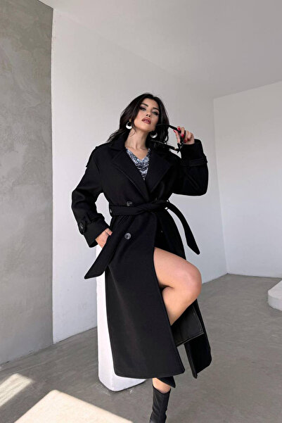 Neşeli Butik Palton negru - țesătură importată, femei, NBMYLK26